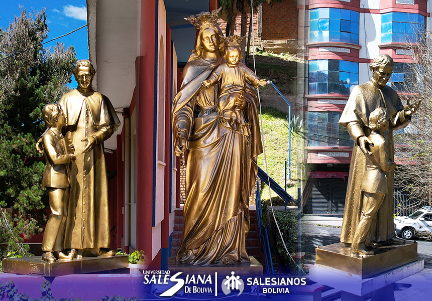 Celebrando a la Virgen protectora: USB remodela las imágenes de Don Bosco y María Auxiliadora